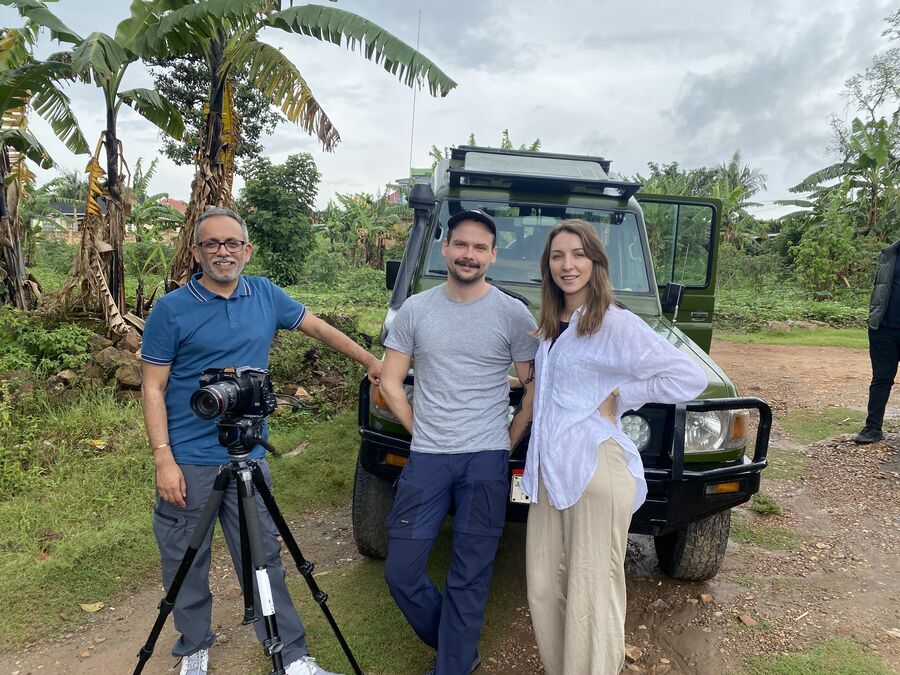 Platform team on location during a film shoot
